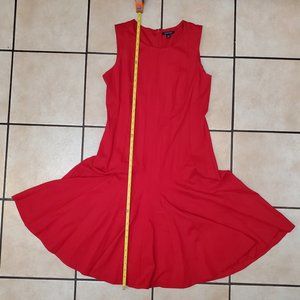 Vintage RED DRESS Sleeveless Thick Warm Fabric with Wide Twirl Bottom Land's End